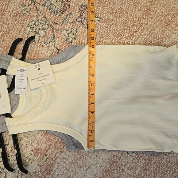 Pink Rose 2 Pack Cream & Gray Snap Crotch Ribbed Thong Bodysuits - Size XS/S - Picture 5 of 7